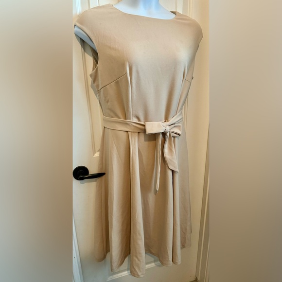 NWOT Dresstells Off White Sleeveless Cocktail Dress with Waist Tie, Size 2X - Picture 6 of 12